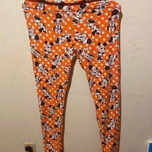 LuLaRoe Orange and Black Character Leggings Minnie Mouse